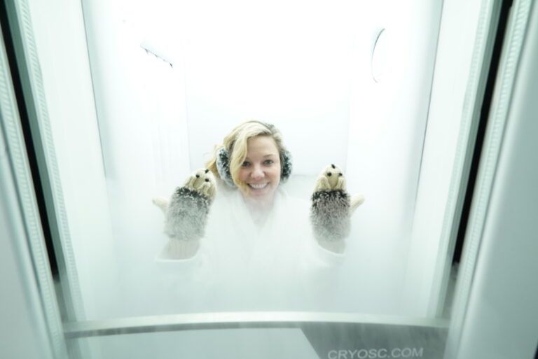 a woman doing cryotherapy