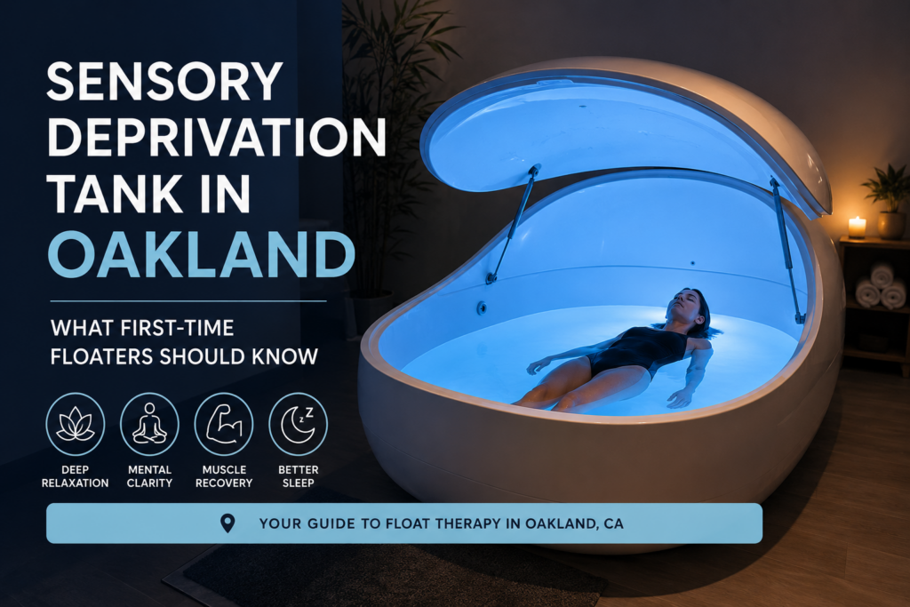 Sensory deprivation float tank in Oakland for first-time float therapy guests at KumeFloat