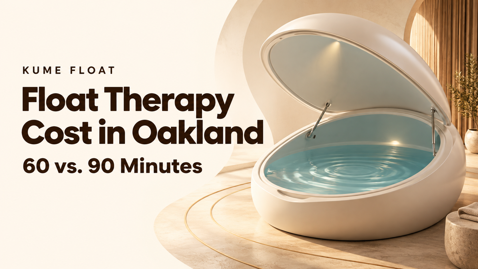 Illustrated float pod for Kume Float's guide to float therapy costs in Oakland: 60 vs. 90 minutes